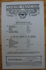 Programme "Bérénice" Comédie-Française 1927 Racine Desjardins Paul Gerbault
