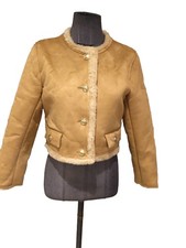 Superbe Blouson Camel Fausse Fourrure Sandro 34=36 Neuf Valeur 365€