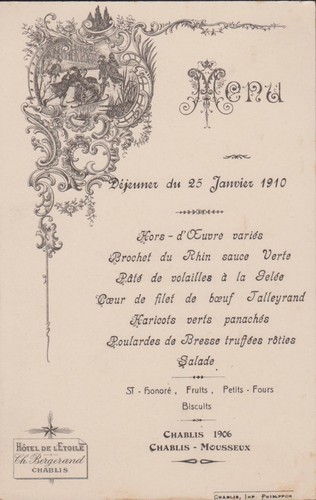 Menu ancien dejeuner 25 - menu, du
