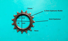 Vintage Cycle PIGNON FIXE 15 DENTS 38 / 64,5 mm A viser Int. 1970 France