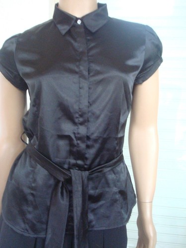 Chemisier satin noir a - satin,