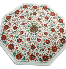 Table Basse En Marbre Avec Incrustation Pietra Dura Fait Main Décor De Salle