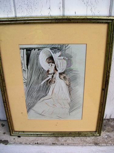 Litho encadrée helleu - encadrée, de