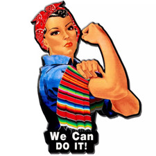 Plaque geante pin-up, déco murale métal vintage, déco route 66, we can do it