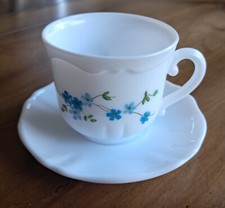 Tasse Thé Vintage ARCOPAL modèle MYOSOTIS VERONICA avec soucoupe