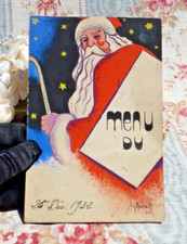 ANCIEN MENU de NOEL 1932 peint