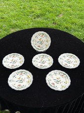 BELLE SERIE DE 6 ASSIETTES A PAIN EN FAIENCE DE GIEN DECOR OISEAUX DE PARADIS