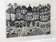 ANCIENNES GRAVURE  ENCADREE " LE PONT NEUF PARIS signature à identifier ? 23/50