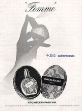 PUBLICITE MARCEL ROCHAS PARFUM FEMME ATOMIZER ART DECO DE 1955 FRENCH AD PERFUME