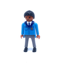 PLAYMOBIL * AEROPORT * Homme Brun Controleur Veste Cravate Bleue Officier