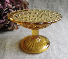 DÎNETTE ANCIENNE - COMPOTIER EN VERRE AMBRÉ - FIN XIXème