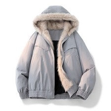Manteau À Capuche En Fourrure Floue Fausse Épaissi Matelassé D'hiver Mode