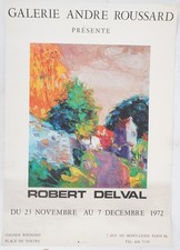 [AFFICHE D'ART] Robert DELVAL : Paysage vers maison colorée #Roussard, 1972