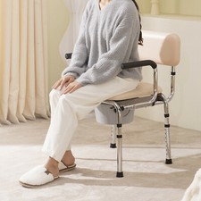 VEVOR Chaise Percée Siège de Toilette Rembourré avec Accoudoirs Hauteur Réglable