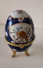 Oeuf en Porcelaine sur pieds Style Français N.23 Oiseau Fleurs  Collection