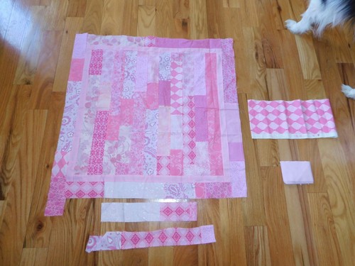 Pink rectangles small quilt - pink,