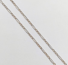 Chaine fine vintage or blanc 18k mailles gourmette alternées 45 cm