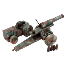 Tres Beau Jouet Bois Tracteur d'Artillerie et son Canon 55Cm France 1939 CIJ ?