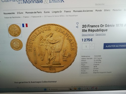 Pièce francs or - pièce,