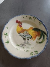 Faïence Ancienne 1900/1930 Assiette plate LES COQS LUNEVILLE KG KELLER & GUERIN