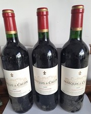 Bordeaux. Saint - Estephe. Marquis de Calon 2000. Vin rouge. Lot de 3 bouteilles