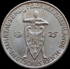 Allemagne, République de Weimar, 3 Mark, Rhineland, 1925, Berlin, Argent, SUP-