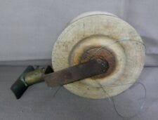 RARE  Moulinet de pêche Ancien A Tambour tournant en bois et laiton 12cm de diam