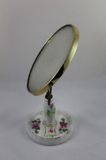 Ancien Miroir Coiffeuse Taille Porcelaine À Double Face Et Verre Aumento. Ans 40