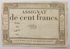 Billet ASSIGNAT DE CENT FRANCS 1795 Signé MALTER (Signature N°34/50)