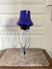 Ancien Vase Coupe Méduse Bleu