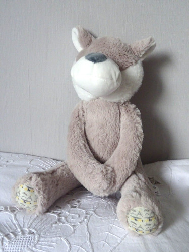 Doudou loup chien assis - 28, cm