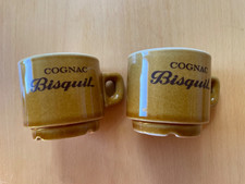 2 Tasses à café publicitaire Cognac biscuit bistrot vintage