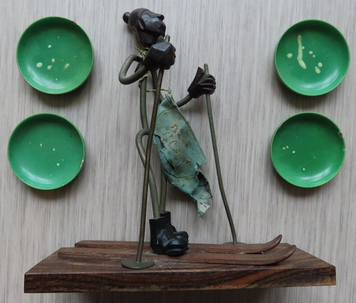 Sculpture skieur africain - sculpture,