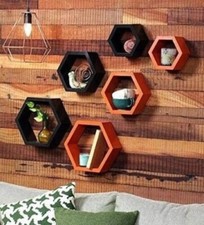 Ensemble De 6 Meilleures Étagères Murales En Bois À Design Hexagonal