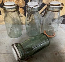 4 Pot Bocal Bocaux Verre Porcelaine Opaline l Idéale Conserve Bouteille La Reine