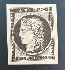 France 1849 - Cérès 20cts Noir sur Blanc, cote 650€ - Yvert n°3a ( Faux )