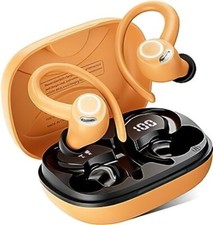 Ecouteurs Bluetooth Microphone LED - 5.3 HiFi Stéréo - IP7 Étanche - 40h Orange