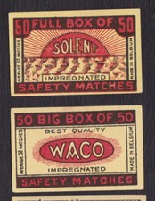 Ancienne  étiquette Allumettes Belgique BN125602 Solent Waco  