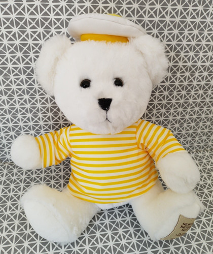 Peluche ours blanc pull jaune