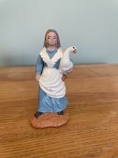 Santon Crèche signé Oliver Fermière éleveuse oie gardienne paysanne 9 cm