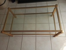 Table basse en laiton et verre sur 2 étages