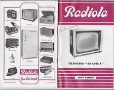 NOTICE ANCIENNE RADIOLA. TELEVISEUR " RA 6015 A " MODE D'EMPLOI.  REF 7386