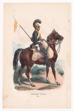 Gravure XIXe Chevau Léger Cavalerie Napoléon Bonaparte Uniforme Premier Empire