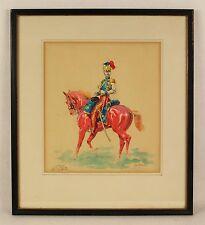 Eugene Pechaubes (French, 1890-1967) Soldier Watercolor Print  Signed 