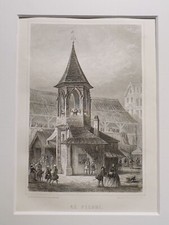 ANCIENNE GRAVURE SUR ACIER 1847 Paris France Le Pilori Place collection illus...