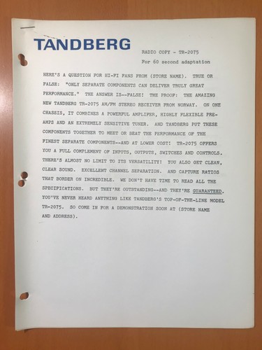Original tandberg 2075 - tandberg, tr