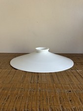 Ancien Abat Jour Verre de Lampe Opaline Blanche Plane pour Plafonnier Vintage