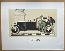Litho Réédition René Vincent La Voisin Automobile Voiture Couple Mode Art Déco
