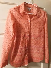 OLD NAVY Women's Classic Button Front Lightweight Orange Blouse Top S P P