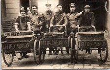75 PARIS - CARTE PHOTO - 3 triporteurs Societe KEFIR CARRION